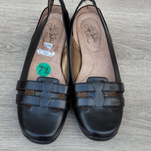 Life Stride Danilla Sling Black Faux Leather Flats Sz 7.5 - Picture 13 of 13